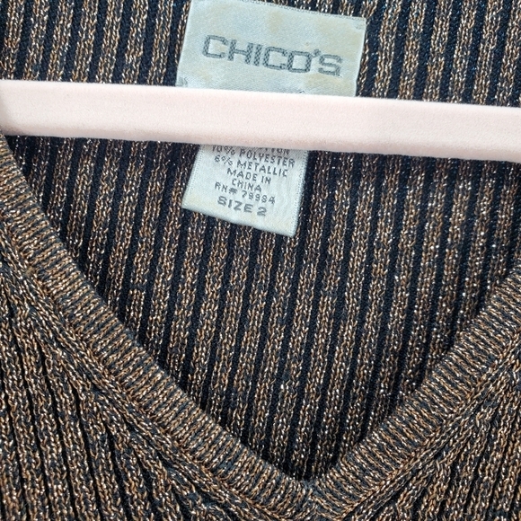 Chico's silk blend v-neck metallic sweater - Picture 5 of 14